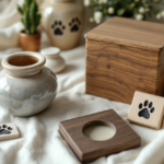 木盒和陶罐，爪印装饰